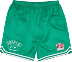 Шорты Supreme x Mitchell &amp; Ness Satin Basketball Short &apos;Green&apos;, зеленый