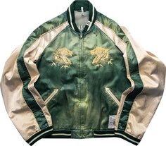 Куртка Maison Mihara Yasuhiro Sukajan Souvenir Jacket &apos;Green&apos;, зеленый