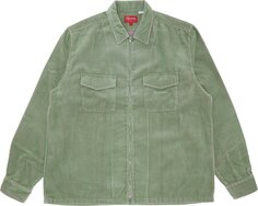 Рубашка Supreme 2-Tone Corduroy Zip Up Shirt &apos;Green&apos;, зеленый