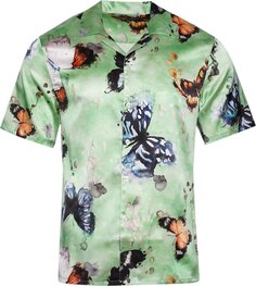 Рубашка Nahmias Butterfly Silk Short-Sleeve Button Down Shirt &apos;Green&apos;, зеленый