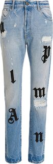 Джинсы Palm Angels Logo Patches Straight Leg Jeans &apos;Light Blue/Black&apos;, синий