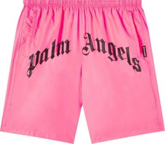 Шорты Palm Angels Curved Logo Bold Swim Short &apos;Fuchsia Fluo&apos;, розовый