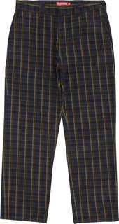 Брюки Supreme Work Pant &apos;Navy Plaid&apos;, синий