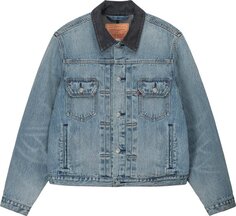 Куртка Stussy x Levi&apos;s Embossed Trucker Jacket &apos;Indigo&apos;, синий