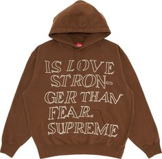 Толстовка Supreme Stronger Than Fear Hooded Sweatshirt &apos;Olive Brown&apos;, коричневый