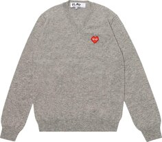 Пуловер Comme des Garçons PLAY Heart V Neck Pullover &apos;Light Grey&apos;, серый