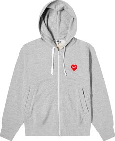 Толстовка Comme des Garçons PLAY x Invader Heart Zip Up Hooded Sweatshirt &apos;Grey&apos;, серый