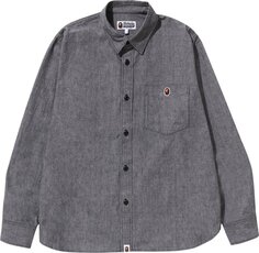 Рубашка BAPE One Point Relaxed Fit Chambray Shirt &apos;Black&apos;, черный