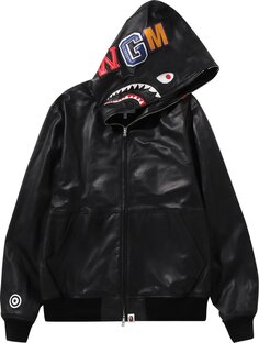 Куртка BAPE Leather Shark Full Zip Jacket &apos;Black&apos;, черный