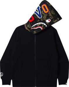 Худи BAPE x OVO Woodland Camo Shark Reversible Full Zip Hoodie &apos;Black&apos;, черный
