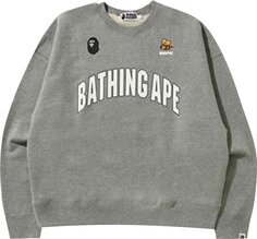 Толстовка BAPE Busy Works Loose Fit College Crewneck &apos;Grey&apos;, серый