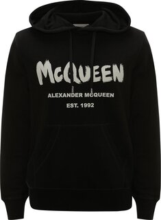 Толстовка Alexander McQueen Graffiti Hooded Sweatshirt &apos;Black/Ivory&apos;, черный