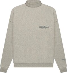 Пуловер Fear of God Essentials Pullover Mockneck &apos;Dark Heather Oatmeal&apos;, серый