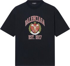 Футболка Balenciaga College Medium Fit T-Shirt &apos;Black/Red&apos;, черный
