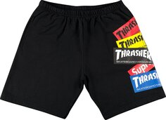 Спортивные шорты Supreme x Thrasher Multi Logo Sweatshort &apos;Black&apos;, черный