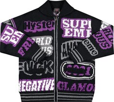 Свитер Supreme x Hysteric Glamour Logos Zip Up Sweater &apos;Black&apos;, черный