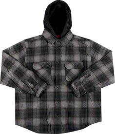 Рубашка Supreme Hooded Flannel Zip Up Shirt &apos;Black&apos;, черный