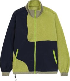 Куртка Brain Dead Paneled Sherpa Full Zip Jacket &apos;Lime&apos;, зеленый