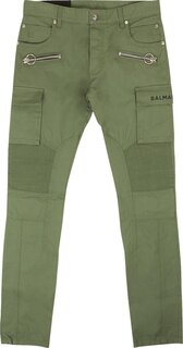 Джинсы Balmain Slim Cut Ridged Cargo Jeans &apos;Khaki&apos;, зеленый