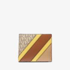 Кошелек Michael Kors Cooper Logo And Faux Leather Billfold, бежевый/коричневый/желтый