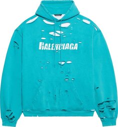 Худи Balenciaga Destroyed Hoodie &apos;Turquoise/White&apos;, синий