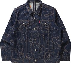 Куртка BAPE x Levi&apos;s Camo Trucker Jacket &apos;Navy/Indigo&apos;, синий
