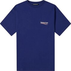 Футболка Balenciaga Logo Print T-Shirt &apos;Pacific Blue/White&apos;, синий