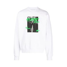 Толстовка Off-White Metro Type Skate Crewneck &apos;White/Green&apos;, белый