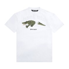 Футболка Palm Angels Croco Short-Sleeve Tee &apos;White/Green&apos;, белый