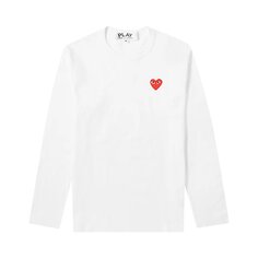 Лонгслив Comme des Garçons PLAY Long-Sleeve Basic Logo Tee &apos;White&apos;, белый