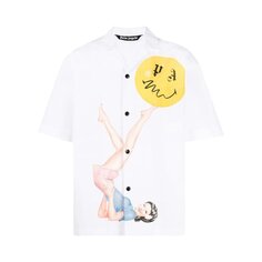 Рубашка Palm Angels Juggler Pin Up Bowling Shirt &apos;White/Pink&apos;, белый