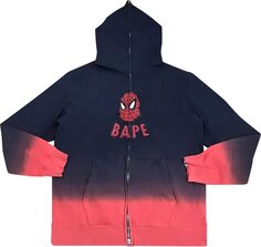 Худи BAPE × Marvel Comics Spider-Man Full Zip Hoodie &apos;Navy/Red&apos;, синий