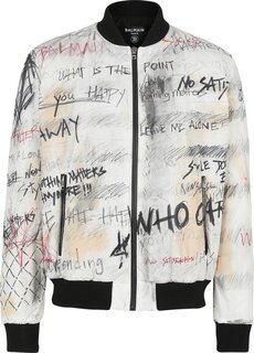 Куртка Balmain Nylon Bomber Jacket With Graffiti Print &apos;White&apos;, белый