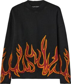 Толстовка Palm Angels GD Graffiti Flames Crewneck &apos;Black/Red&apos;, черный