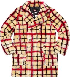 Пальто Supreme x Jean Paul Gaultier Double Breasted Plaid Faux Fur Coat &apos;White&apos;, белый