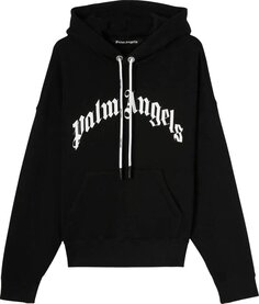 Худи Palm Angels Curved Logo Hoody &apos;Black/White&apos;, черный