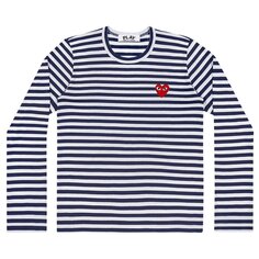 Рубашка Comme des Garçons PLAY Heart Logo Long-Sleeve Stripe Shirt &apos;White Navy&apos;, белый