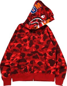Худи BAPE Color Camo Tiger Shark Wide Full Zip Double Hoodie &apos;Red&apos;, красный