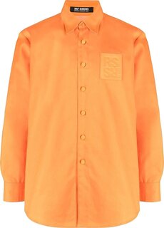 Рубашка Raf Simons Straight Fit Denim Shirt With Leather Patch &apos;Orange&apos;, оранжевый