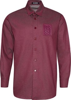 Рубашка Raf Simons Straight Fit Denim Shirt With Leather Patch &apos;Burgundy&apos;, красный