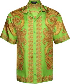 Рубашка Versace Barocco 660 Silk Shirt &apos;Lime/Gold&apos;, зеленый