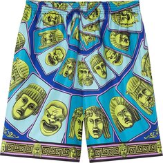 Шорты Versace Silk Shorts &apos;Acid Green/Teal&apos;, бирюзовый