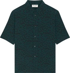 Рубашка Saint Laurent Shirt In Printed Crepe De Chine &apos;Vert/Noir&apos;, черный