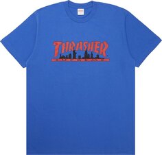 Футболка Supreme x Thrasher Skyline Tee &apos;Royal&apos;, синий