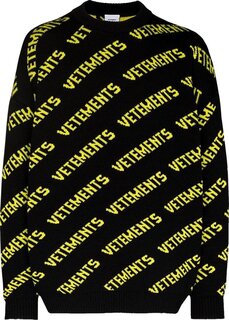 Свитер Vetements Monogram Knitted Sweater &apos;Black/Neon Yellow&apos;, черный