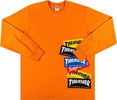 Лонгслив Supreme x Thrasher Multi Logo Long-Sleeve Tee &apos;Orange&apos;, оранжевый