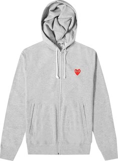 Худи Comme des Garçons Play Zip Up Hoodie With Red Heart &apos;Grey&apos;, серый