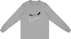 Футболка Cactus Jack by Travis Scott For Nike SB Smile Long-Sleeve T-Shirt II &apos;Heather Grey&apos;, серый