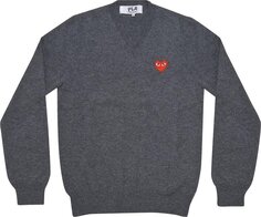 Свитер Comme des Garçons PLAY Heart Patch V Neck Sweater &apos;Grey&apos;, серый