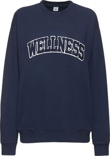 Толстовка Sporty &amp; Rich Wellness Boucle Crewneck &apos;Navy/White&apos;, синий